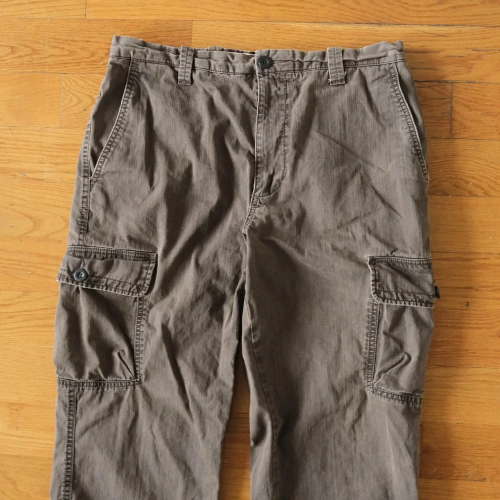 Dockers Cargo Pants Mens Brown Relaxed Fit Distressed Gorpcore 34x32 Flat Front‎